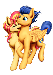 Size: 1336x1868 | Tagged: safe, artist:vasillium, flash sentry, sunset shimmer, pegasus, pony, unicorn, g4, blushing, cute, duo, eyes closed, female, male, mare, open mouth, ship:flashimmer, shipping, simple background, stallion, straight, sweet dreams fuel, transparent background