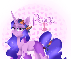 Size: 2475x2078 | Tagged: safe, artist:doraeartdreams-aspy, izzy moonbow, pony, unicorn, g5, alternate hairstyle, coat markings, female, high res, hippie, peace symbol, pinto, solo