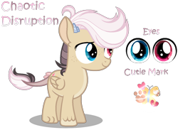 Size: 1192x872 | Tagged: safe, artist:starshinestellaryt, oc, oc only, oc:chaotic disruption, hybrid, pony, heterochromia, interspecies offspring, male, offspring, parent:discord, parent:fluttershy, parents:discoshy, simple background, solo, transparent background