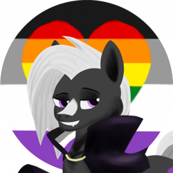 Size: 900x900 | Tagged: safe, artist:rockhoppr3, oc, oc only, oc:ace hearts, vampire, asexual pride flag, gay pride flag, pride, pride flag, simple background, transparent background