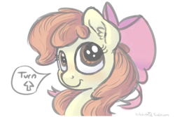 Size: 1000x666 | Tagged: safe, artist:bobdude0, apple bloom, earth pony, pony, g4, female, filly, solo, speech bubble