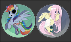 Size: 4167x2500 | Tagged: safe, artist:syrupyyy, fluttershy, rainbow dash, ghost, ghost pony, pegasus, pony, undead, zombie, g4, alternate cutie mark, clothes, costume, female, flutterghost, halloween, halloween costume, holiday, lantern, ribs, torn clothes