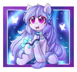Size: 1500x1391 | Tagged: safe, artist:twilight-minkowski, oc, oc only, butterfly, earth pony, pony, cute, female, looking at you, mare, sitting, smiling, solo