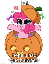 Size: 500x650 | Tagged: safe, artist:kittyrosie, edit, pinkie pie, earth pony, pony, g4, candy, cute, diapinkes, female, food, gud, hai, halloween, heart, heart eyes, holiday, intentional spelling error, owo, simple background, solo, tongue out, white background, wingding eyes