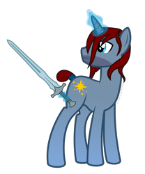 Size: 2000x2400 | Tagged: safe, artist:kaitykat117, oc, oc only, oc:magnus durum, pony, unicorn, base used, high res, simple background, solo, sword, transparent background, vector, weapon