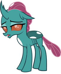 Size: 2620x3200 | Tagged: safe, idw, ocellus, changedling, changeling, undead, zombie, g4, female, frown, high res, lidded eyes, open mouth, recolor, simple background, solo, white background, zombot