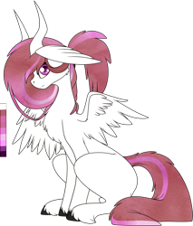 Size: 850x998 | Tagged: safe, artist:velnyx, oc, oc only, oc:glittering eclipse, pegasus, pony, female, horns, mare, simple background, solo, transparent background, wing ears, wings