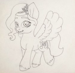 Size: 1443x1399 | Tagged: safe, artist:anon_whatever, pipp petals, pegasus, pony, g5, my little pony: a new generation, adorapipp, cute, female, looking at you, mare, smiling, solo, spread wings, traditional art, wings