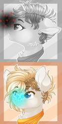 Size: 1417x2834 | Tagged: safe, artist:schokocream, oc, oc only, earth pony, pony, bust, duo, earth pony oc, neckerchief