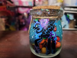 Size: 4032x3024 | Tagged: safe, nightmare moon, g4, cork, craft, focused, glass, irl, jar, painted, photo