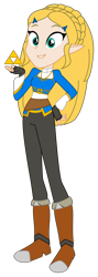 Size: 1416x3970 | Tagged: safe, artist:lhenao, artist:selenaede, human, hylian, equestria girls, g4, barely eqg related, base used, boots, clothes, crossover, equestria girls style, equestria girls-ified, fingerless gloves, gloves, hand on hip, high heel boots, high heels, princess zelda, shoes, simple background, solo, the legend of zelda, the legend of zelda: breath of the wild, transparent background, triforce