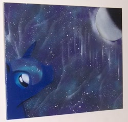 Size: 611x584 | Tagged: safe, artist:morat, princess luna, alicorn, pony, g4, best princess, dream walker, dream walker luna, mane, moon, painting, stars