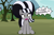 Size: 3412x2235 | Tagged: safe, artist:badumsquish, derpibooru exclusive, limestone pie, monster pony, original species, pony, skunk, skunk pony, g4, alternate hairstyle, alternate mane color, angry, death stare, dialogue, fart squirrel, female, front view, glare, high res, implied farting, limestone pie is not amused, raised tail, rock farm, show accurate, sitting, skunkified, solo, species swap, tail, talking to viewer, this will end in a tomato juice bath, this will end in pain, this will not end well, tree, yelling