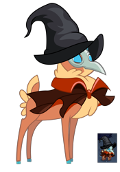 Size: 2000x2861 | Tagged: safe, artist:andrevus, velvet (tfh), them's fightin' herds, cape, clothes, community related, hat, high res, mask, simple background, solo, transparent background, witch hat