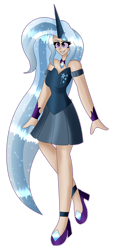 Size: 1280x2805 | Tagged: safe, artist:dazzlingmimi, trixie, human, g4, female, horn, horned humanization, humanized, nightmare trixie, nightmarified, simple background, solo, transparent background