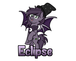 Size: 1000x800 | Tagged: safe, artist:redpalette, oc, oc only, oc:eclipse, bat pony, pony, bat pony oc, bipedal, cute, hat, simple background, solo, tongue out, transparent background, wings