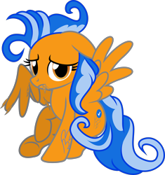 Size: 3586x3812 | Tagged: safe, artist:php178, derpibooru exclusive, oc, oc only, oc:preenhub, pegasus, pony, derpibooru, .svg available, :c, amber eyes, blue mane, blue tail, branding, check mark, curly tail, cute, cute face, derpibooru ponified, feather, female, floppy ears, frown, full body, grooming, high res, inkscape, lifted leg, looking at you, mare, meta, ocbetes, one wing out, pegasus oc, ponified, preenabetes, preenhub, preening, pulling out, raised hoof, sad, sadorable, show accurate, simple background, sitting, solo, spread wings, svg, tail, tail around leg, tattoo, transparent background, two toned mane, two toned tail, underhoof, vector, verified pegasus, wings
