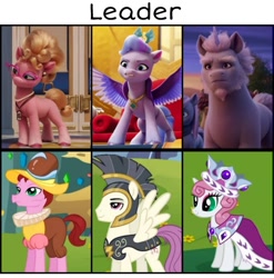 Size: 720x728 | Tagged: safe, edit, edited screencap, screencap, alphabittle blossomforth, chancellor puddinghead, commander hurricane, phyllis cloverleaf, princess platinum, queen haven, earth pony, pegasus, pony, unicorn, g4, g5, my little pony: a new generation, female, leader, male, mare, stallion