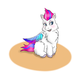 Size: 552x552 | Tagged: safe, artist:carpdime, zipp storm, fluffy pony, pegasus, pony, g5, my little pony: a new generation, blushing, cheek fluff, chest fluff, female, fluffy, fluffy pony original art, hugbox, leg fluff, mare, unshorn fetlocks