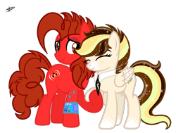 Size: 1707x1288 | Tagged: safe, artist:princessmoonsilver, oc, oc only, oc:brise d'automne, oc:frequency spark, earth pony, pegasus, pony, female, mare, necktie, simple background, transparent background