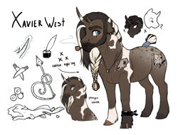 Size: 1235x939 | Tagged: safe, artist:royvdhel-art, oc, oc only, pony, beard, bust, facial hair, male, pipe, reference sheet, smoking, stallion, story included