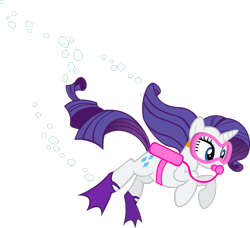 Size: 1123x1024 | Tagged: artist needed, safe, rarity, pony, unicorn, g4, bubble, female, flippers (gear), goggles, mare, scuba diving, scuba gear, simple background, solo, swim mask, swimming, transparent background, underwater, water