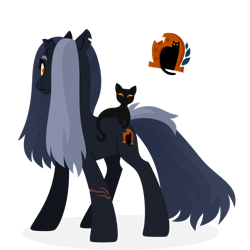 Size: 1920x1920 | Tagged: safe, artist:kabuvee, oc, oc only, oc:beda, cat, pony, unicorn, black cat, broken horn, female, horn, mare, simple background, solo, transparent background