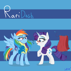 Size: 5000x5000 | Tagged: safe, artist:lostsheep, rainbow dash, rarity, pegasus, pony, unicorn, g4, badge, blushing, female, glasses, lesbian, magic, ship:raridash, shipping, wonderbolts