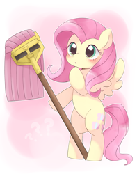 Size: 1867x2375 | Tagged: safe, artist:ginmaruxx, fluttershy, pegasus, pony, g4, bipedal, blushing, confused, cute, cutie mark, female, fluttermop, mare, meme, mop, shyabetes, solo, standing on two hooves