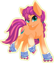 Size: 4000x4608 | Tagged: safe, artist:up1ter, sunny starscout, earth pony, pony, g5, my little pony: a new generation, female, outline, roller skates, simple background, solo, transparent background