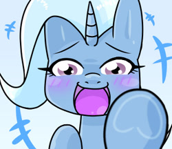 Size: 370x320 | Tagged: safe, alternate version, artist:batipin, part of a set, trixie, pony, unicorn, g4, blushing, cropped, female, laughing, open mouth, solo