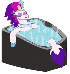 Size: 2447x2585 | Tagged: safe, artist:supahdonarudo, queen novo, seapony (g4), series:novoember, g4, my little pony: the movie, eyes closed, female, high res, hot tub, redraw, relaxing, simple background, solo, steam, transparent background
