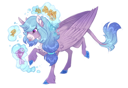 Size: 2600x1800 | Tagged: safe, artist:gigason, oc, oc only, oc:marine, alicorn, fish, pony, alicorn oc, female, horn, magic, mare, not izzy moonbow, simple background, solo, television, transparent background, wings