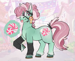 Size: 1280x1038 | Tagged: safe, artist:dimension-246, minty, earth pony, pony, g3, peppermint, rectangular pupil, tongue out