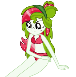 Size: 4000x4071 | Tagged: safe, oc, oc only, oc:watermelana, equestria girls, g4, absurd resolution, bikini, clothes, female, simple background, smiling, solo, swimsuit, transparent background, two piece, vector
