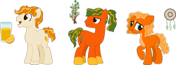 Size: 3373x1248 | Tagged: safe, artist:littlejurnalina, oc, oc only, oc:orange juice, oc:tangelo, oc:tangerine dream, earth pony, pony, female, male, mare, simple background, stallion, transparent background