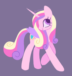 Size: 1410x1476 | Tagged: safe, artist:risswm, princess cadance, alicorn, pony, g4, female, lineless, mare, no catchlights, purple background, simple background, smiling, solo