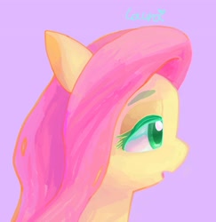 Size: 3307x3402 | Tagged: safe, artist:laurasrxfgcc, fluttershy, pegasus, pony, g4, female, high res, icon, looking away, mare, open mouth, profile, purple background, simple background, solo
