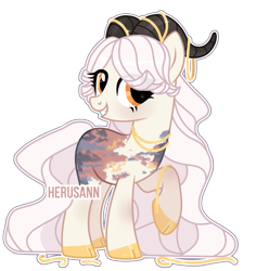 Size: 2007x2126 | Tagged: safe, artist:herusann, artist:mint-light, oc, oc only, pony, base used, cloven hooves, eyelashes, female, grin, high res, hoof polish, horns, raised hoof, simple background, smiling, solo, transparent background