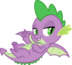Size: 3341x3000 | Tagged: safe, artist:cloudy glow, spike, dragon, g4, the ending of the end, flying, grin, high res, looking back, male, simple background, smiling, solo, spread wings, transparent background, vector, winged spike, wings