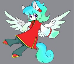 Size: 831x719 | Tagged: artist needed, safe, oc, oc only, oc:maple snow, pegasus, semi-anthro, arm hooves, clothes, female, simple background, solo