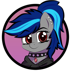 Size: 3120x3120 | Tagged: safe, artist:sugardotxtra, oc, oc only, oc:vortex chaos, pegasus, pony, bust, collar, female, high res, simple background, solo, transparent background