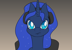 Size: 3121x2160 | Tagged: safe, artist:happy harvey, princess luna, alicorn, pony, gamer luna, g4, bust, chair, colored pupils, female, gradient background, high res, looking at you, mare, meme, phone drawing, ponified, ponified meme, solo, staring at you