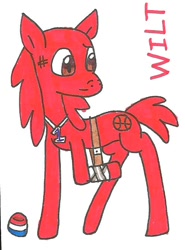 Size: 496x672 | Tagged: safe, artist:cmara, pony, crossover, foster's home for imaginary friends, male, ponified, simple background, solo, traditional art, wilt (foster's home for imaginary friends)