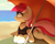 Size: 2400x1920 | Tagged: safe, artist:thebatfang, roseluck, earth pony, pony, g4, beach, beach towel, beach umbrella, clothes, female, lying down, mare, one-piece swimsuit, prone, sand, smiling, solo, swimsuit, water