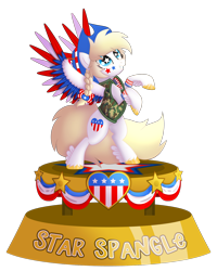 Size: 2400x3000 | Tagged: safe, artist:starspangledpony, oc, oc only, oc:star spangle, pegasus, pony, americana, bipedal, braid, cutie mark, female, high res, looking up, nation ponies, patriotic, pegasus oc, ponified, simple background, solo, starry eyes, transparent background, trophy, united states, wingding eyes