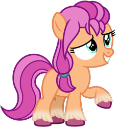 Size: 2800x3000 | Tagged: safe, artist:emeraldblast63, sunny starscout, earth pony, pony, g4, g5, my little pony: a new generation, coat markings, cute, female, filly, filly sunny starscout, foal, g5 to g4, grin, hair tie, high res, raised hoof, show accurate, simple background, smiling, socks (coat markings), solo, sunnybetes, transparent background, unshorn fetlocks, younger