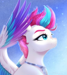 Size: 1800x2010 | Tagged: safe, artist:kawipie, zipp storm, pegasus, pony, g5, my little pony: a new generation, spoiler:my little pony: a new generation, bust, female, looking away, looking up, mare, portrait, solo, spread wings, wings