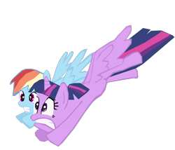 Size: 1280x1095 | Tagged: safe, artist:benpictures1, rainbow dash, twilight sparkle, alicorn, pegasus, pony, g4, power ponies (episode), cute, dashabetes, duo, duo female, faic, falling, female, gritted teeth, inkscape, mare, simple background, transparent background, twiabetes, twilight sparkle (alicorn), vector