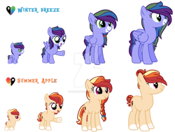 Size: 1280x970 | Tagged: safe, artist:hate-love12, oc, oc:summer apple, oc:winter breeze, earth pony, pegasus, pony, baby, baby pony, base used, female, filly, magical lesbian spawn, mare, offspring, parent:applejack, parent:rainbow dash, parents:appledash, simple background, teenager, transparent background